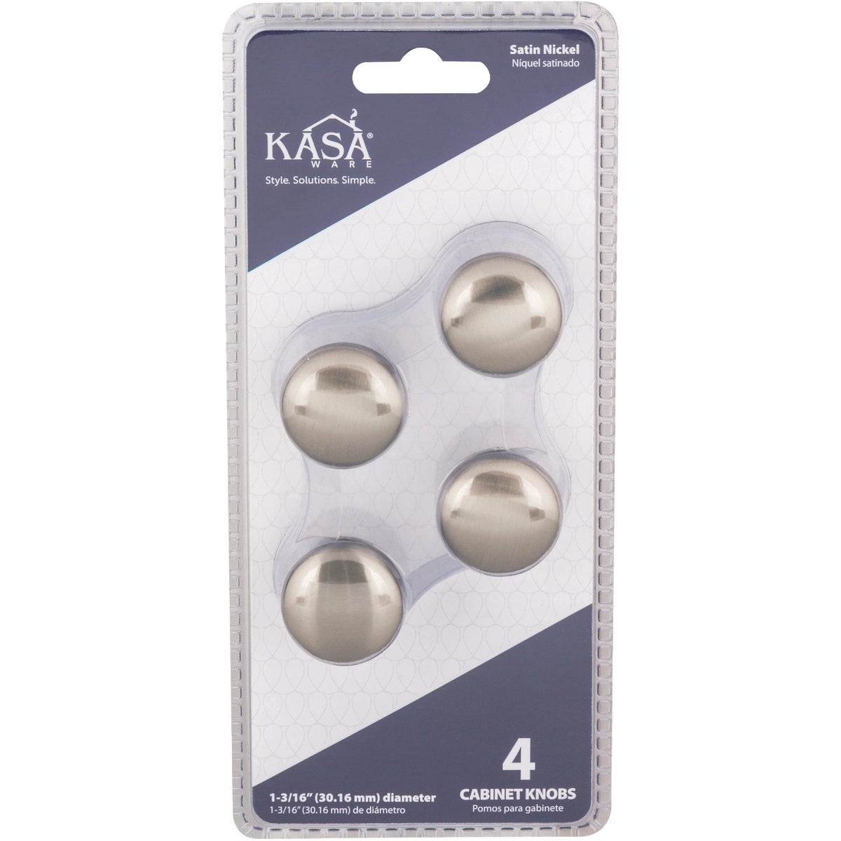 KasaWare 1-3/16 In. Dia. Satin Nickel Cabinet Knob (4-Pack) Image 2