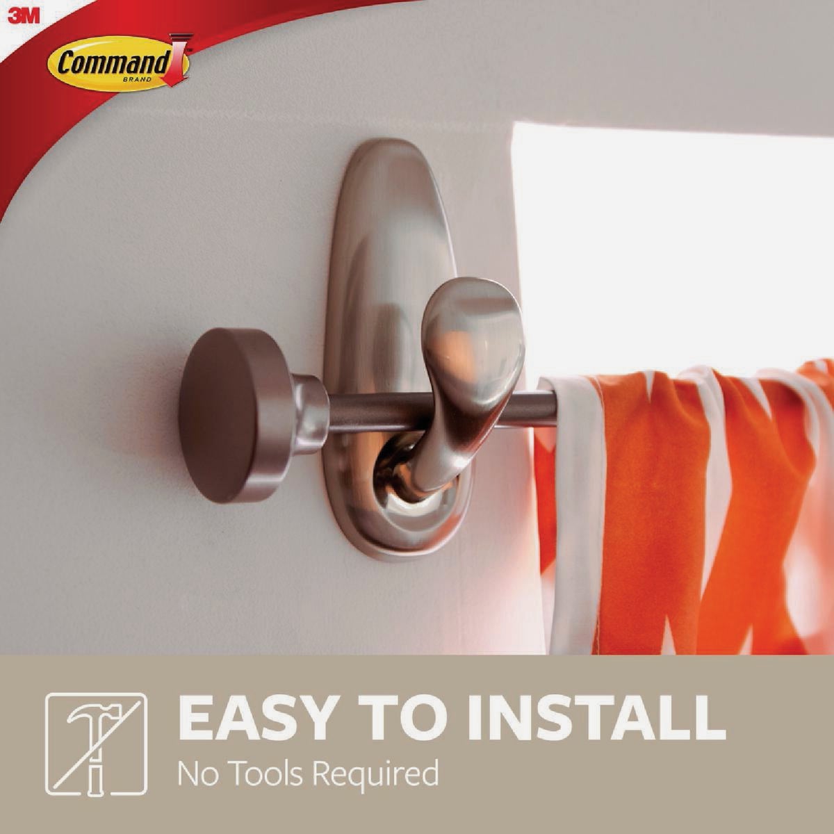 Command Large Forever Classic Hook, Brushed Nickel, 2 Hooks, 4 Strips Image 2