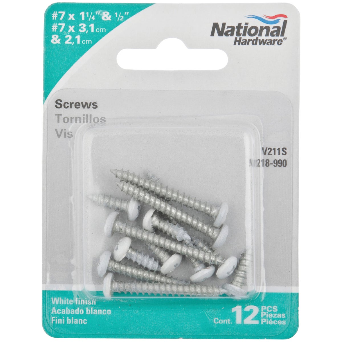 National Hardware Steel Shelf Bracket Screw, White (12-Pack)