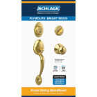 Schlage Bright Brass Entry Door Handleset with Plymouth Knob Image 4