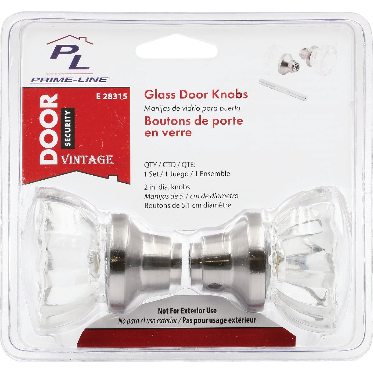 Defender Security 2 In. Satin Nickel Fluted Glass Door Knob Image 2