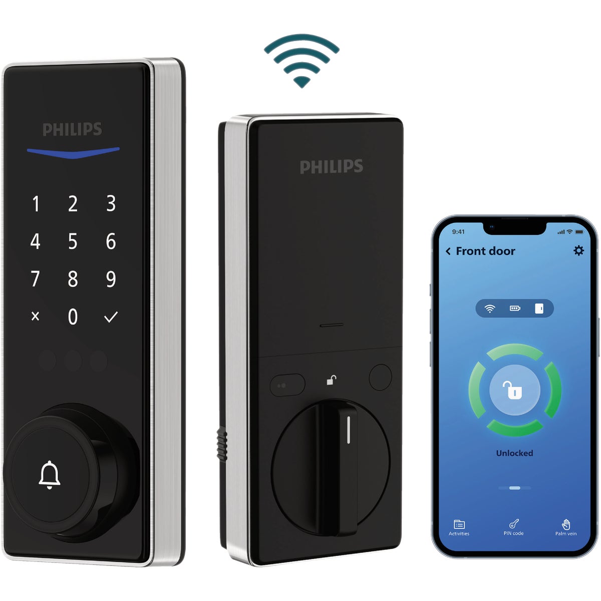 Philips Palm Reader Electronic Deadbolt with Door Chime, Satin Nickel Image 7