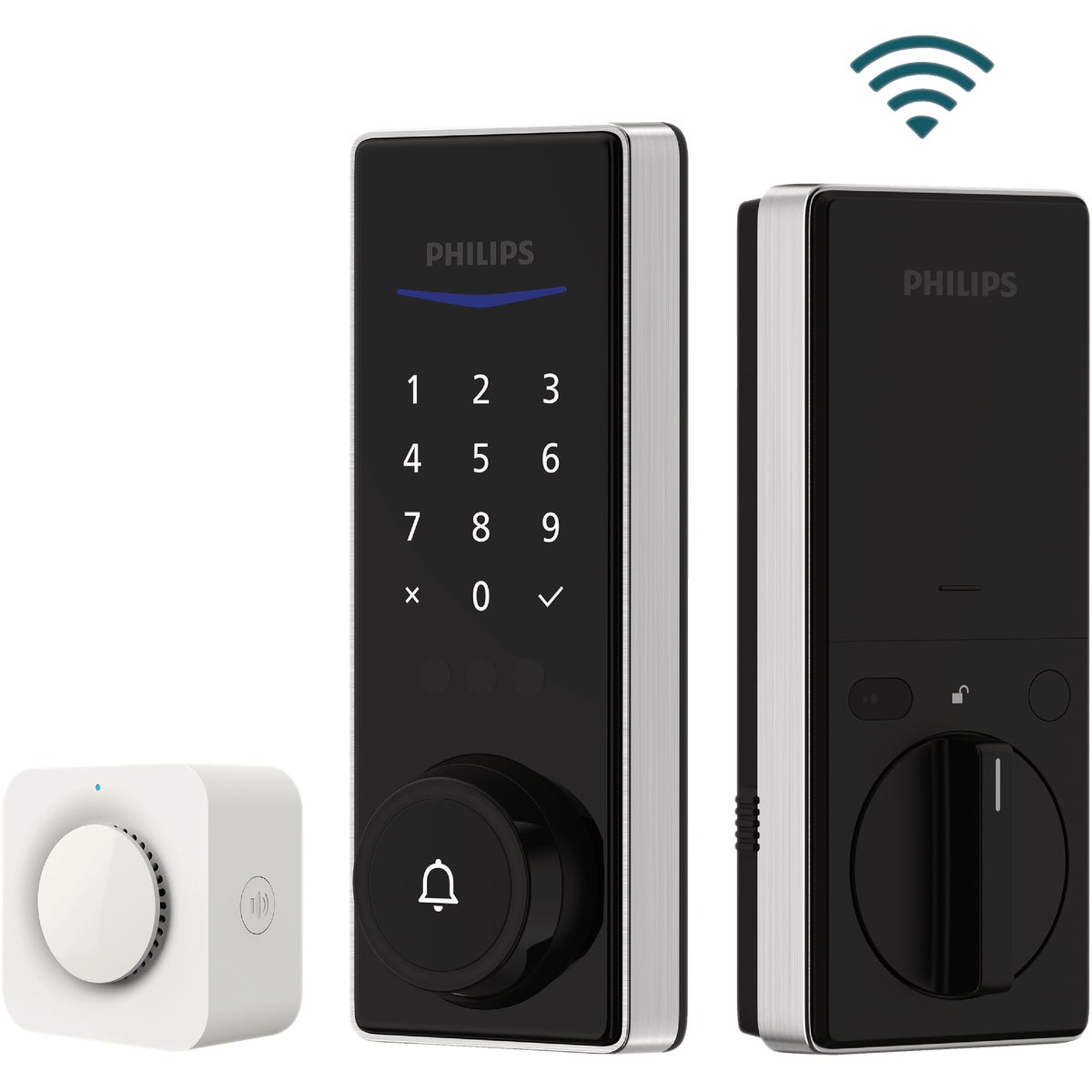 Philips Palm Reader Electronic Deadbolt with Door Chime, Satin Nickel Image 5