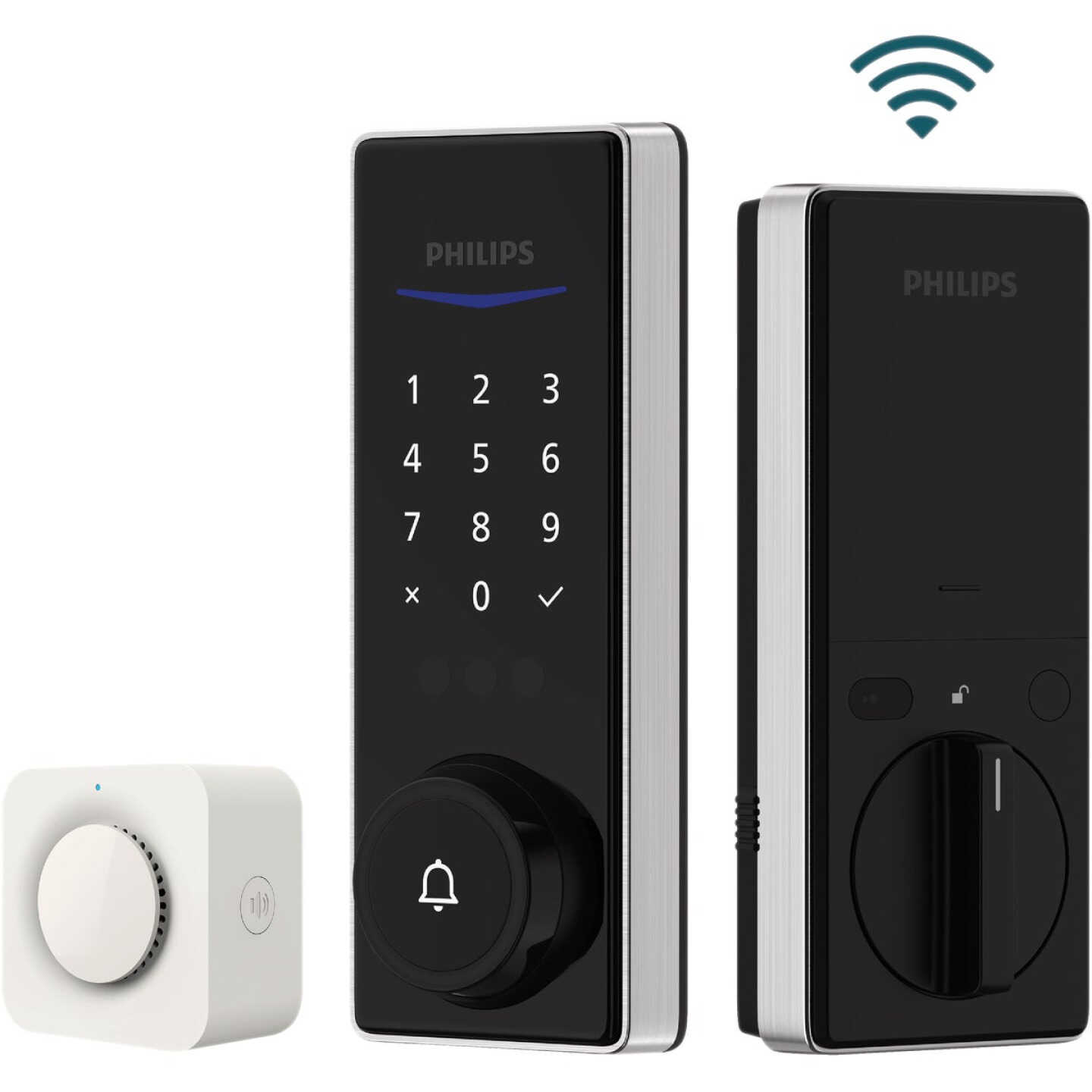 Philips Palm Reader Electronic Deadbolt with Door Chime, Satin Nickel Image 5