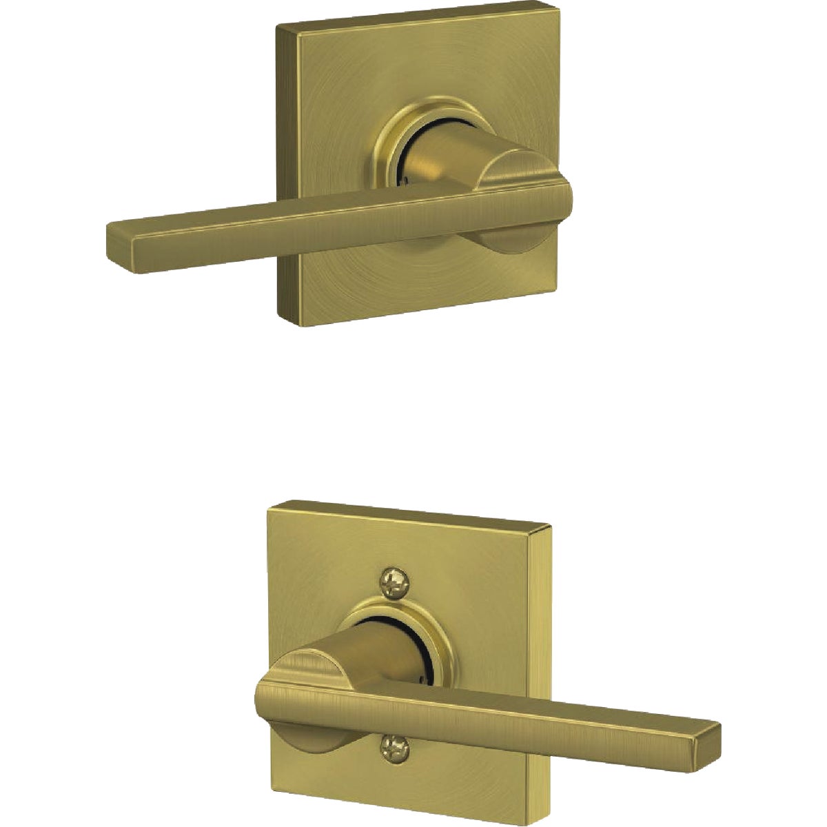 Schlage F Series Latitude Lever Collins Satin Brass Hall & Closet Lock Image 4