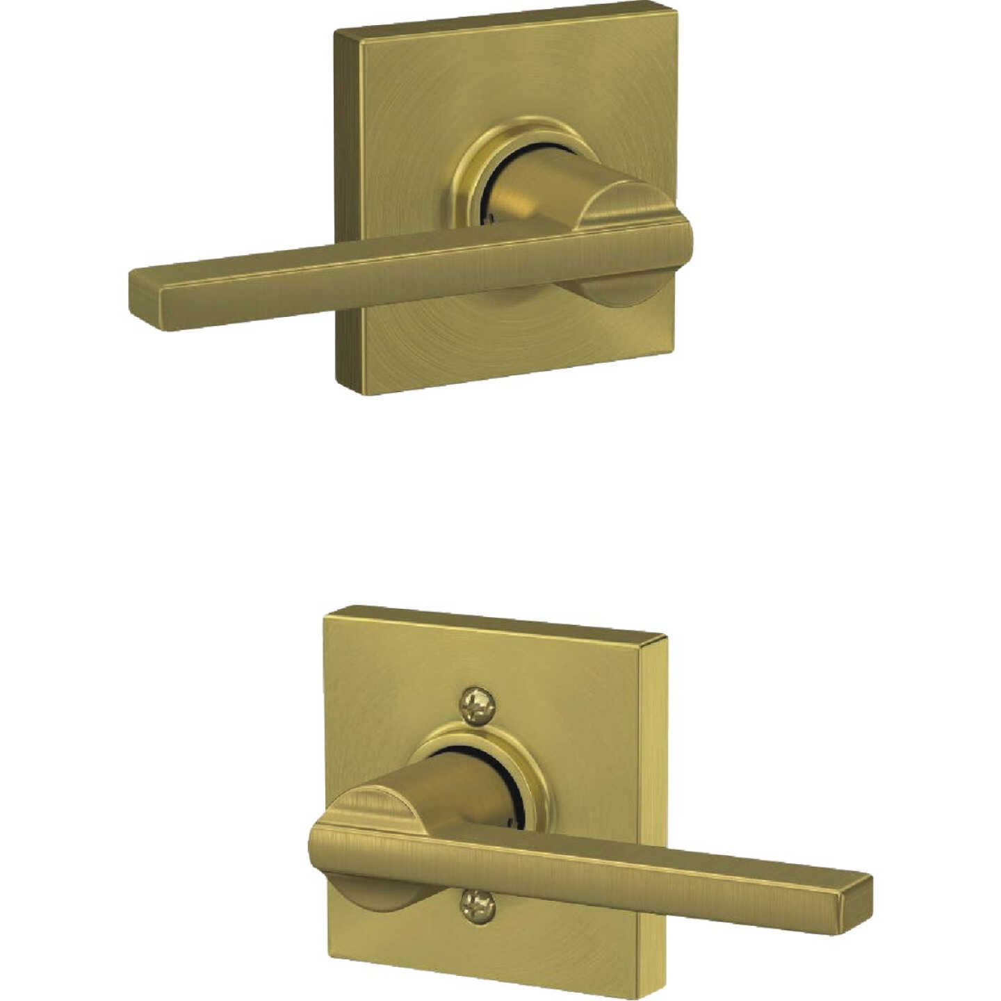 Schlage F Series Latitude Lever Collins Satin Brass Hall & Closet Lock Image 4