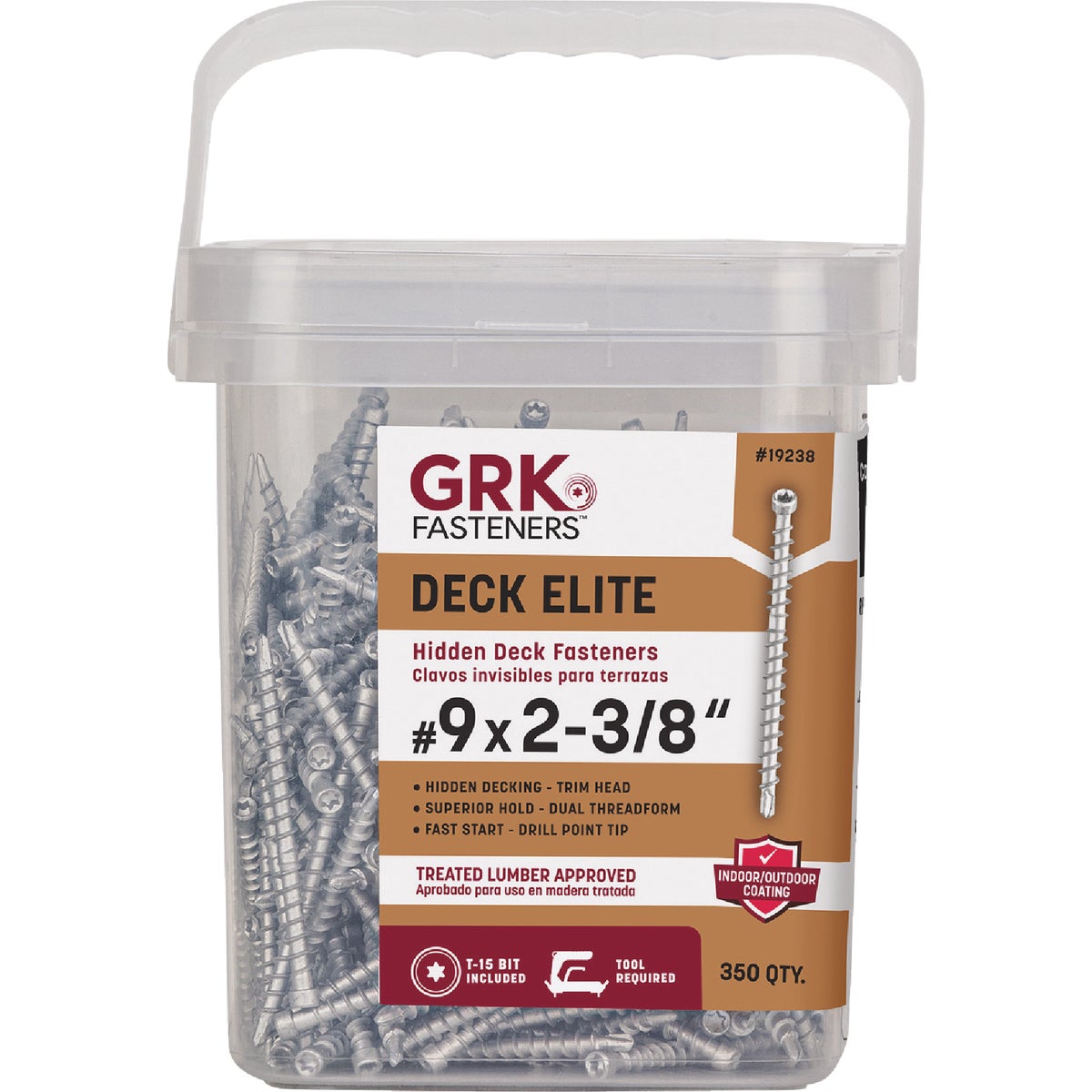 GRK Deck Elite #9 x 2-3/8 In. Star Drive Bugle-Head Hidden Fastener Deck Screw (350 Ct.) Image 1