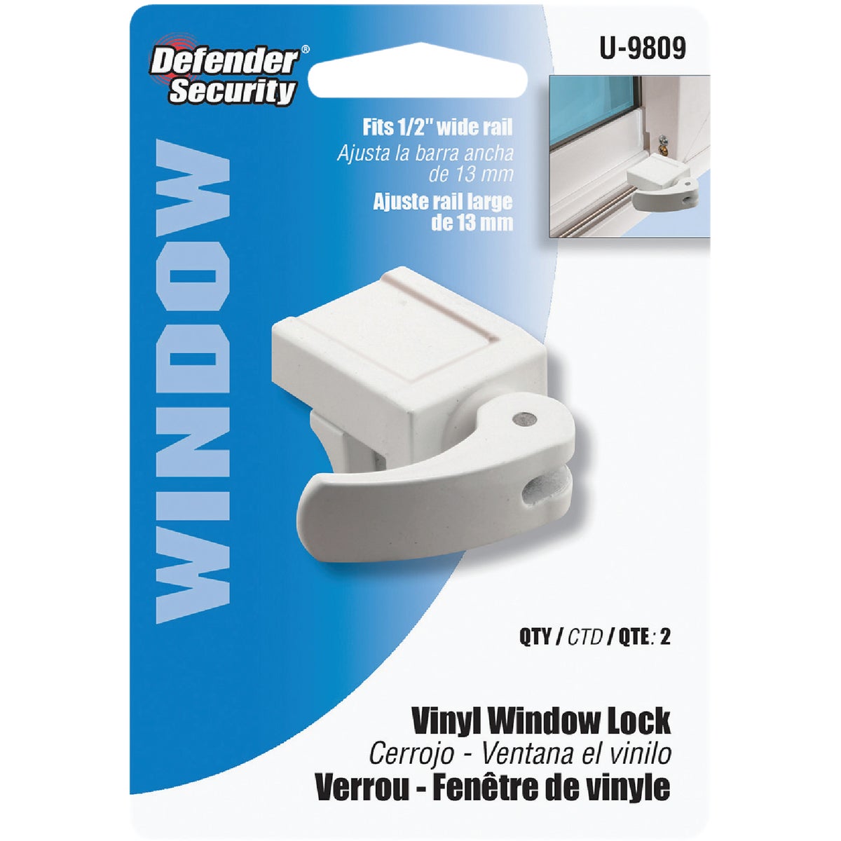 Defender Security White Vinyl Sash Lock (2-Pack) Image 2