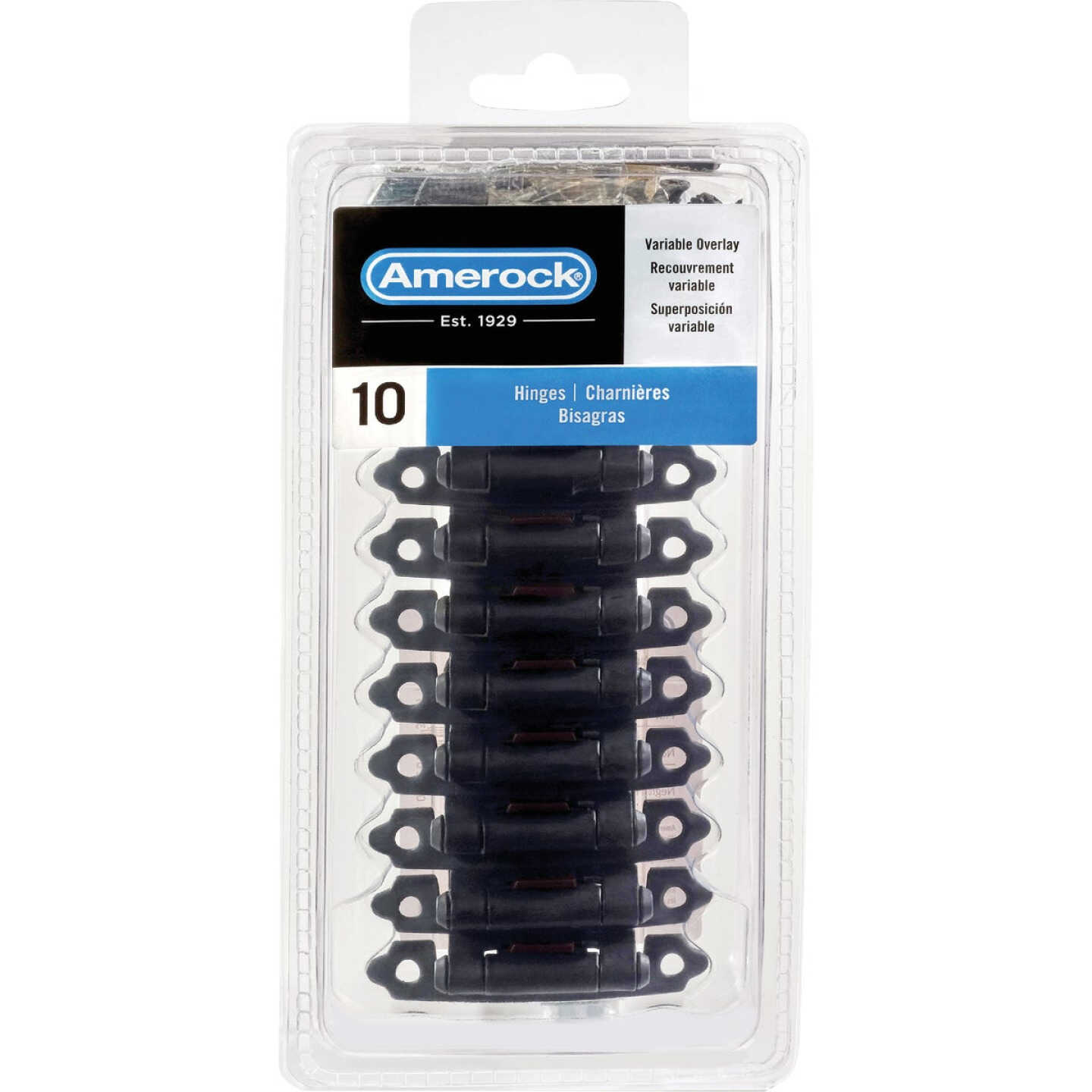 Amerock Matte Black Variable Overlay Self Closing Face Mount Cabinet Hinge (10-Pack) Image 2