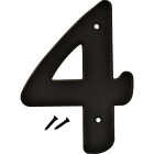Hy-Ko 6 In. Black Gloss House Number Four Image 1