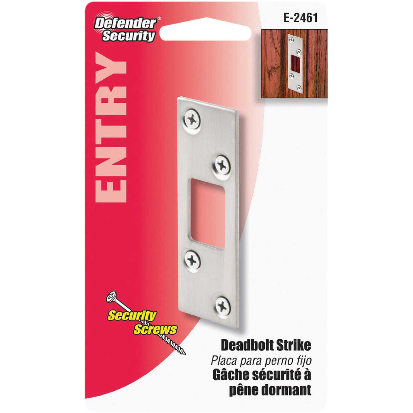 Defender Security High Security Satin Nickel Deadbolt Strike Image 2