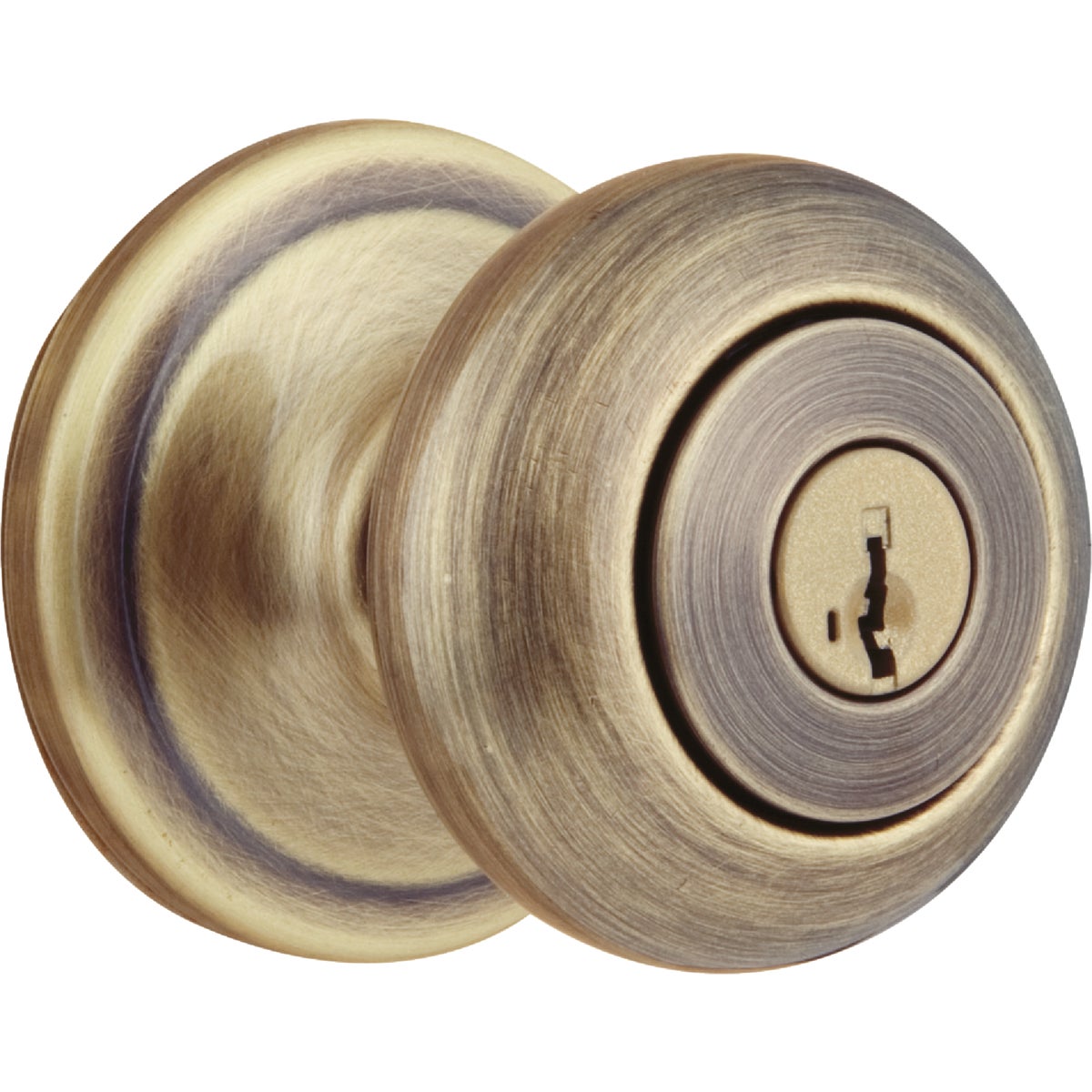 Kwikset Signature Series Antique Brass Juno Entry Door Knob with SmartKey Image 2