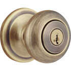 Kwikset Signature Series Antique Brass Juno Entry Door Knob with SmartKey Image 2