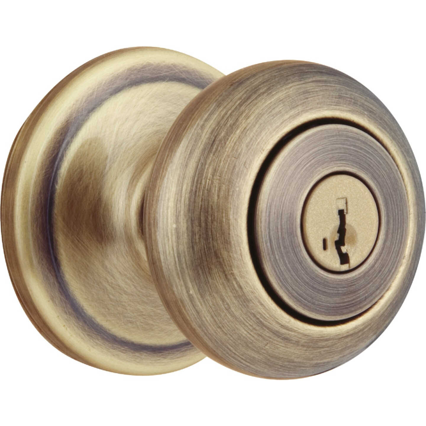 Kwikset Signature Series Antique Brass Juno Entry Door Knob with SmartKey Image 2