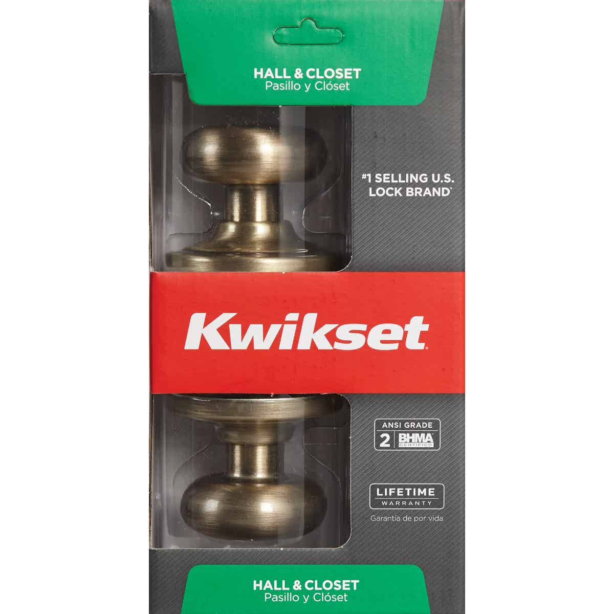 Kwikset Signature Series Antique Brass Hall & Closet Door Knob Image 2