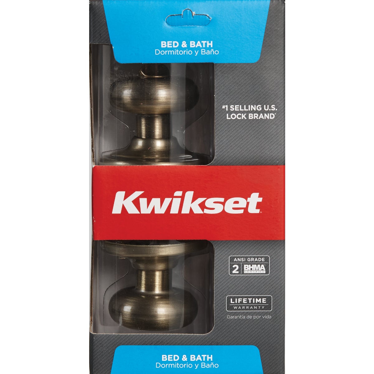 Kwikset Signature Series Antique Brass Bed & Bath Door Knob Image 2