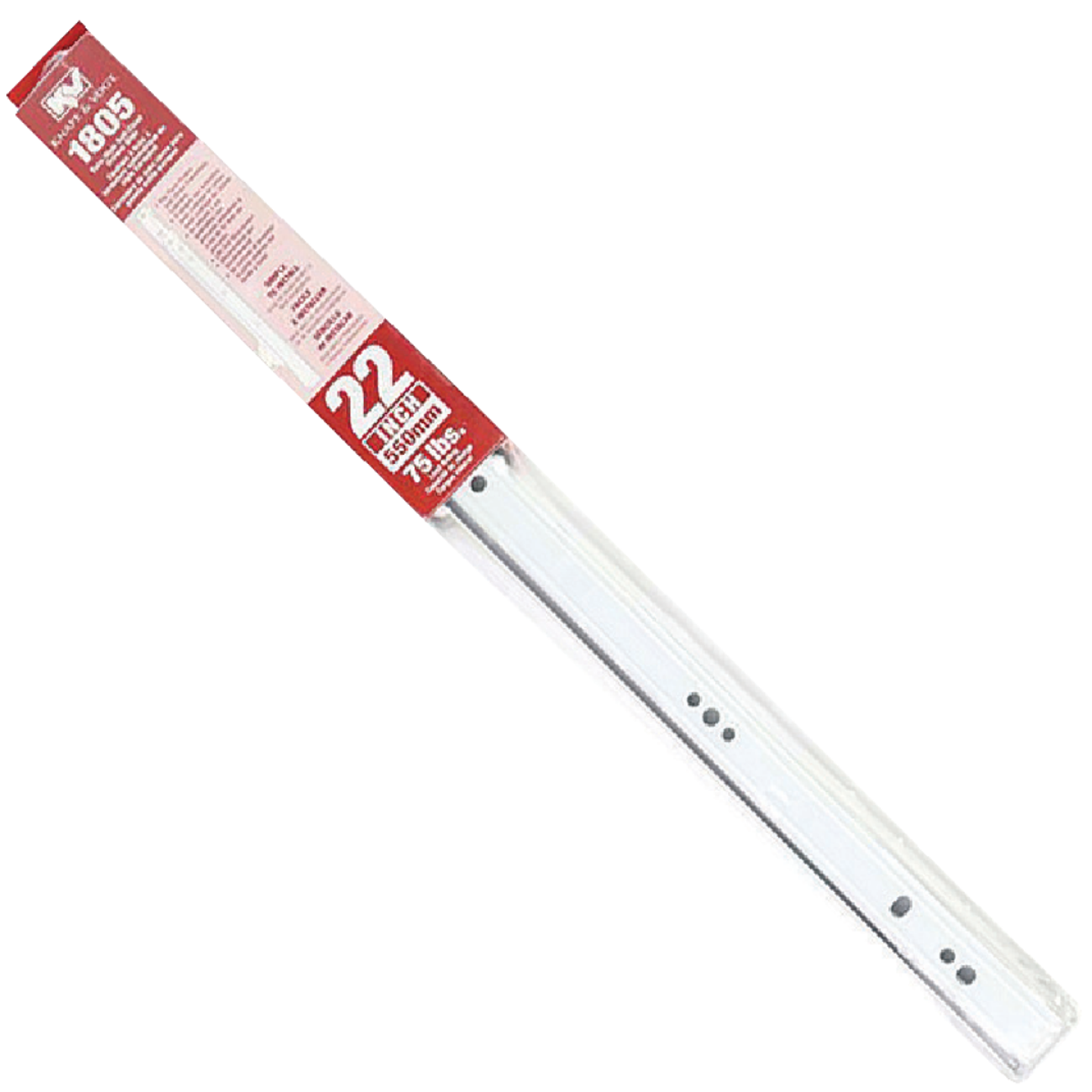 Knape & Vogt 22" 75 Lb. Side or Bottom Self-Close Drawer Slide (1-Pair) Image 2