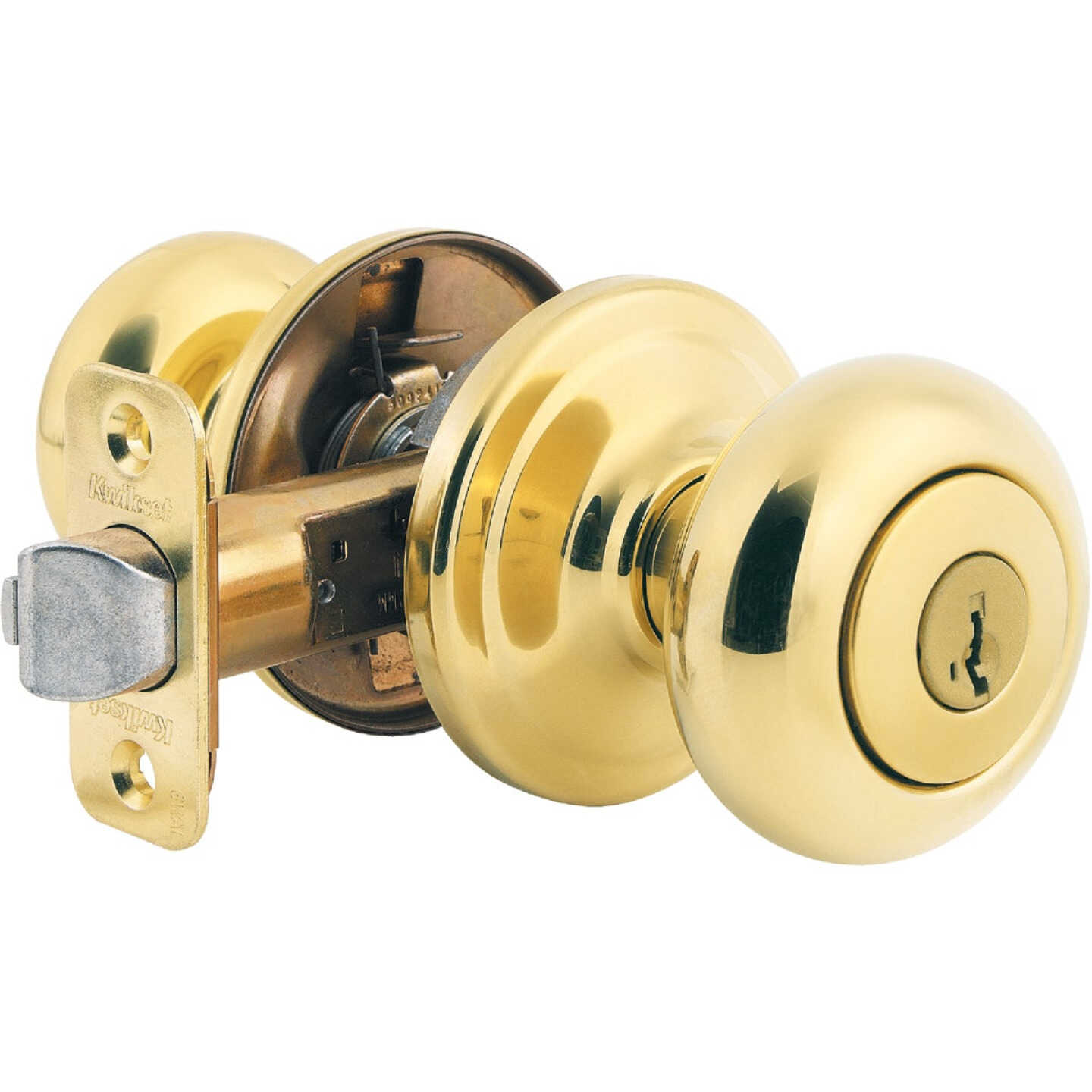 Kwikset Signature Series Polished Brass Juno Entry Door Knob with SmartKey Image 1
