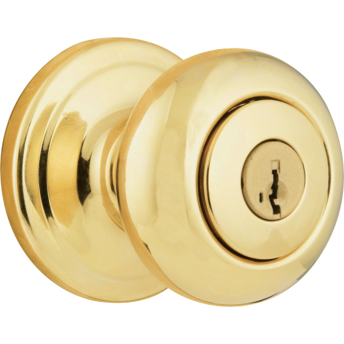 Kwikset Signature Series Polished Brass Juno Entry Door Knob with SmartKey Image 4