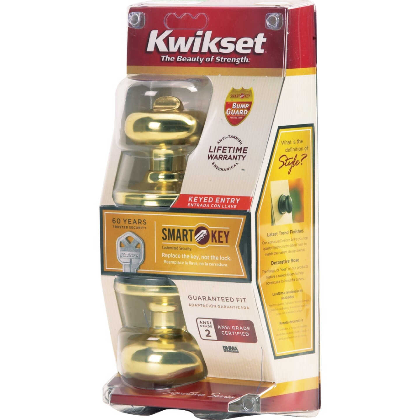 Kwikset Signature Series Polished Brass Juno Entry Door Knob with SmartKey Image 5