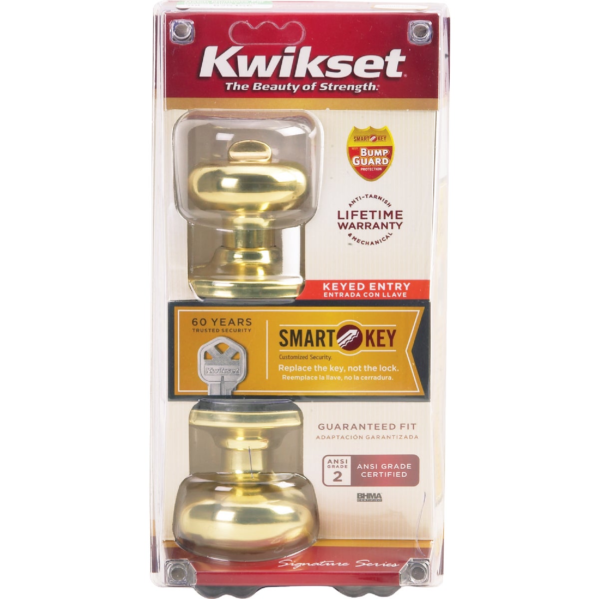 Kwikset Signature Series Polished Brass Juno Entry Door Knob with SmartKey Image 6