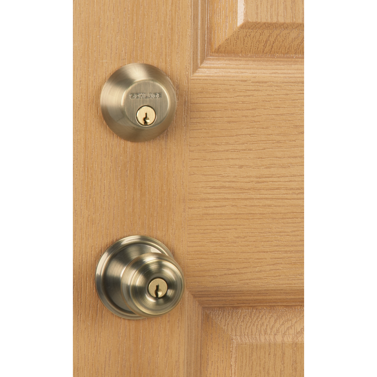 Schlage Antique Brass Deadbolt & Door Knob Combo Image 3