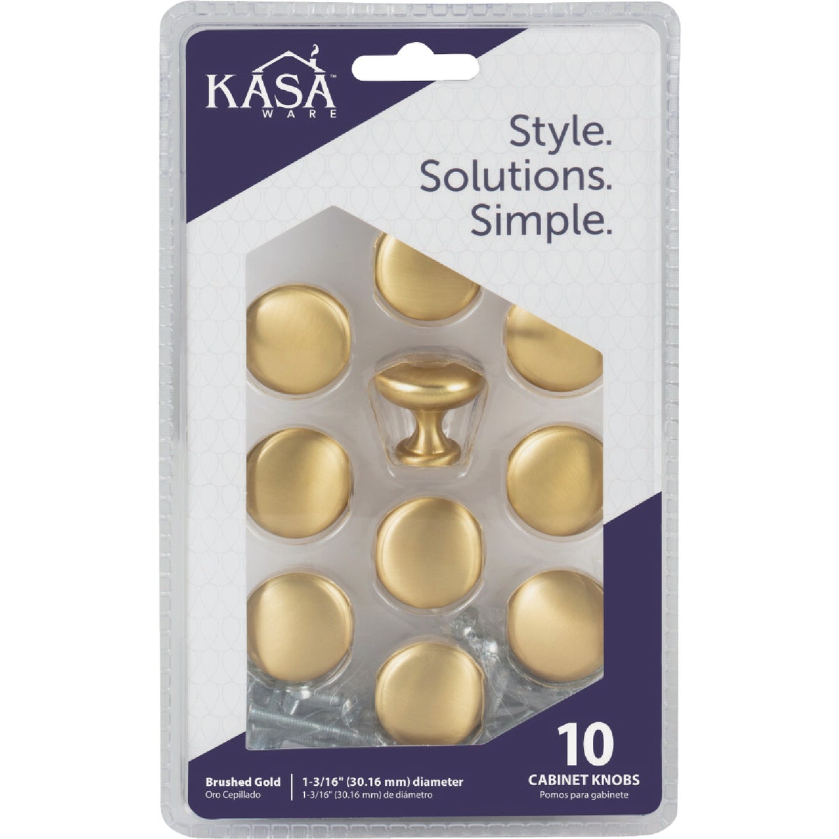 KasaWare 1-3/16 In. Diameter Brushed Gold Cabinet Knob (10-Pack) Image 2