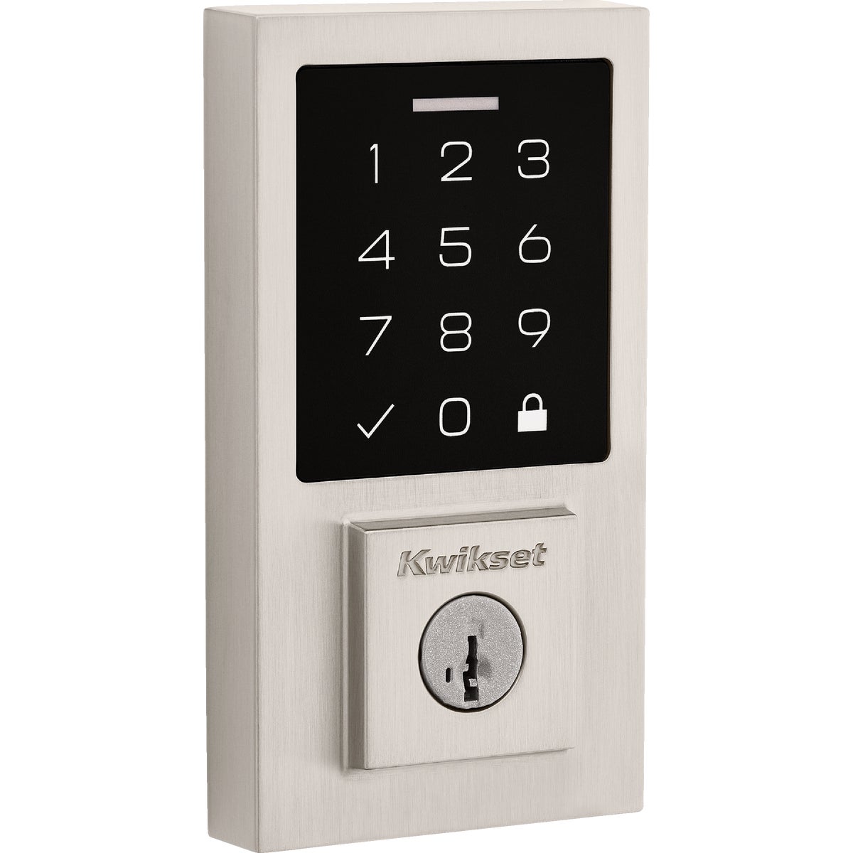 Kwikset SmartCode 270 Contemporary Touchpad Electronic Deadbolt With SmartKey, Satin Nickel Image 1