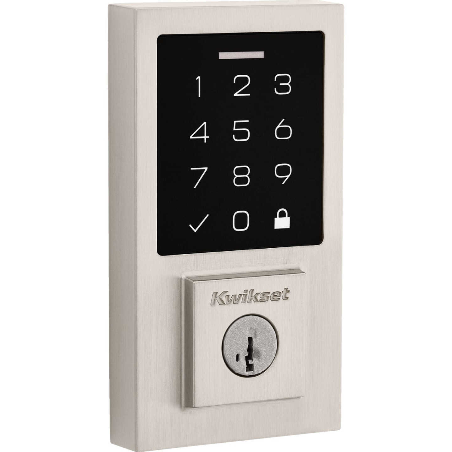 Kwikset SmartCode 270 Contemporary Touchpad Electronic Deadbolt With SmartKey, Satin Nickel Image 1