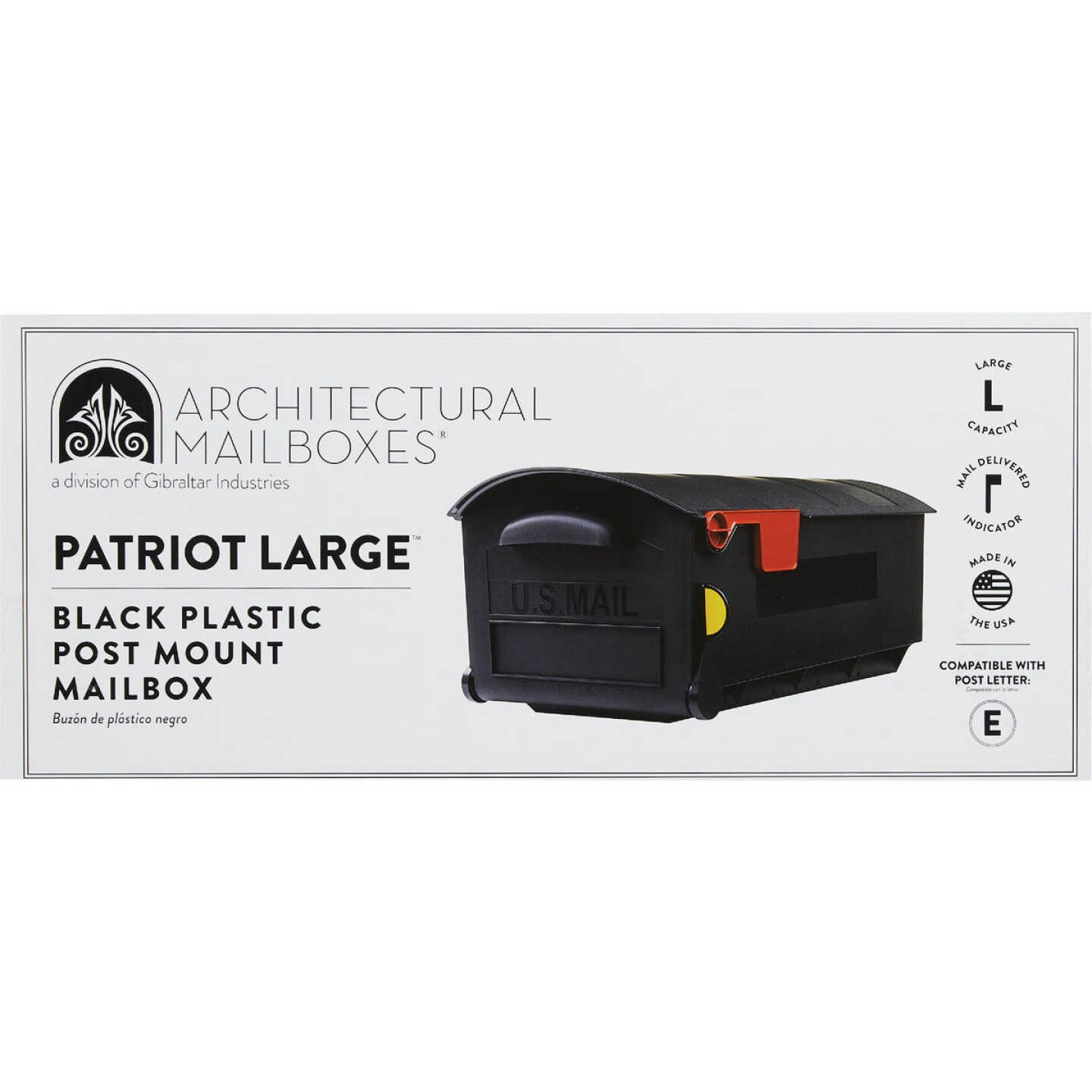 Gibraltar Patriot Black Plastic Large Post Mount Mailbox Image 2