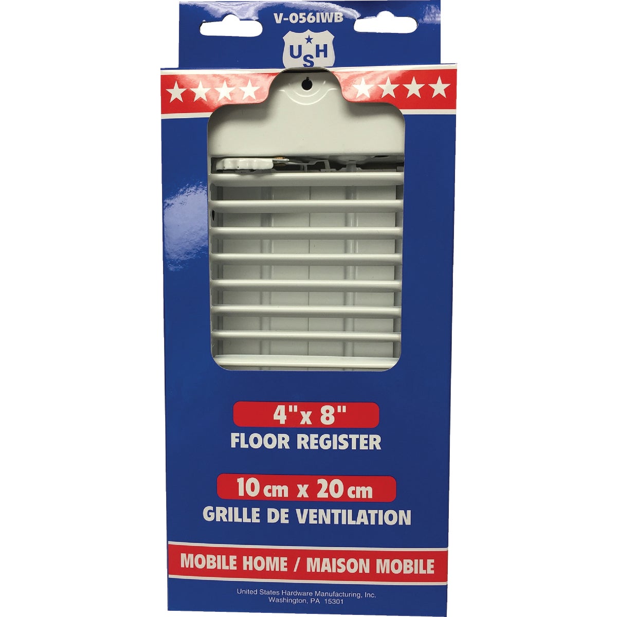 United States Hardware 4 In. x 8 In. x 1-5/16 In. White Steel Floor Register Image 2