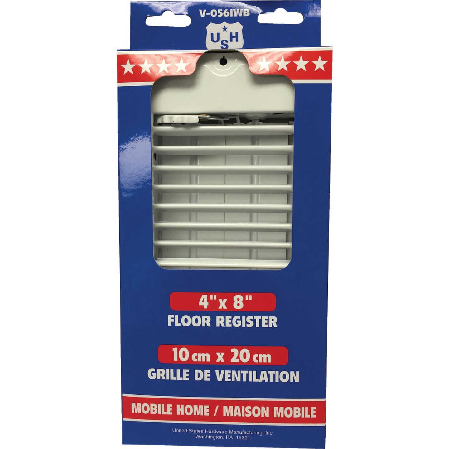 United States Hardware 4 In. x 8 In. x 1-5/16 In. White Steel Floor Register Image 2