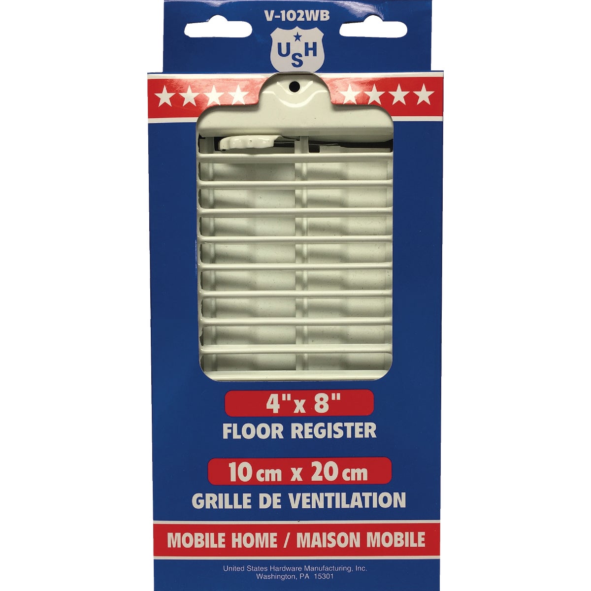 United States Hardware 4 In. x 8 In. x 9/16 In. White Steel Floor Register Image 2