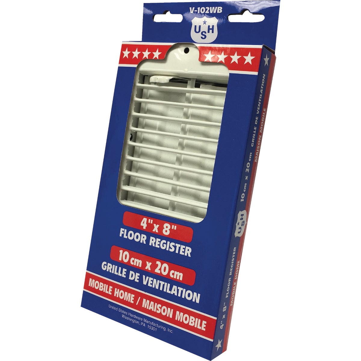 United States Hardware 4 In. x 8 In. x 9/16 In. White Steel Floor Register Image 5