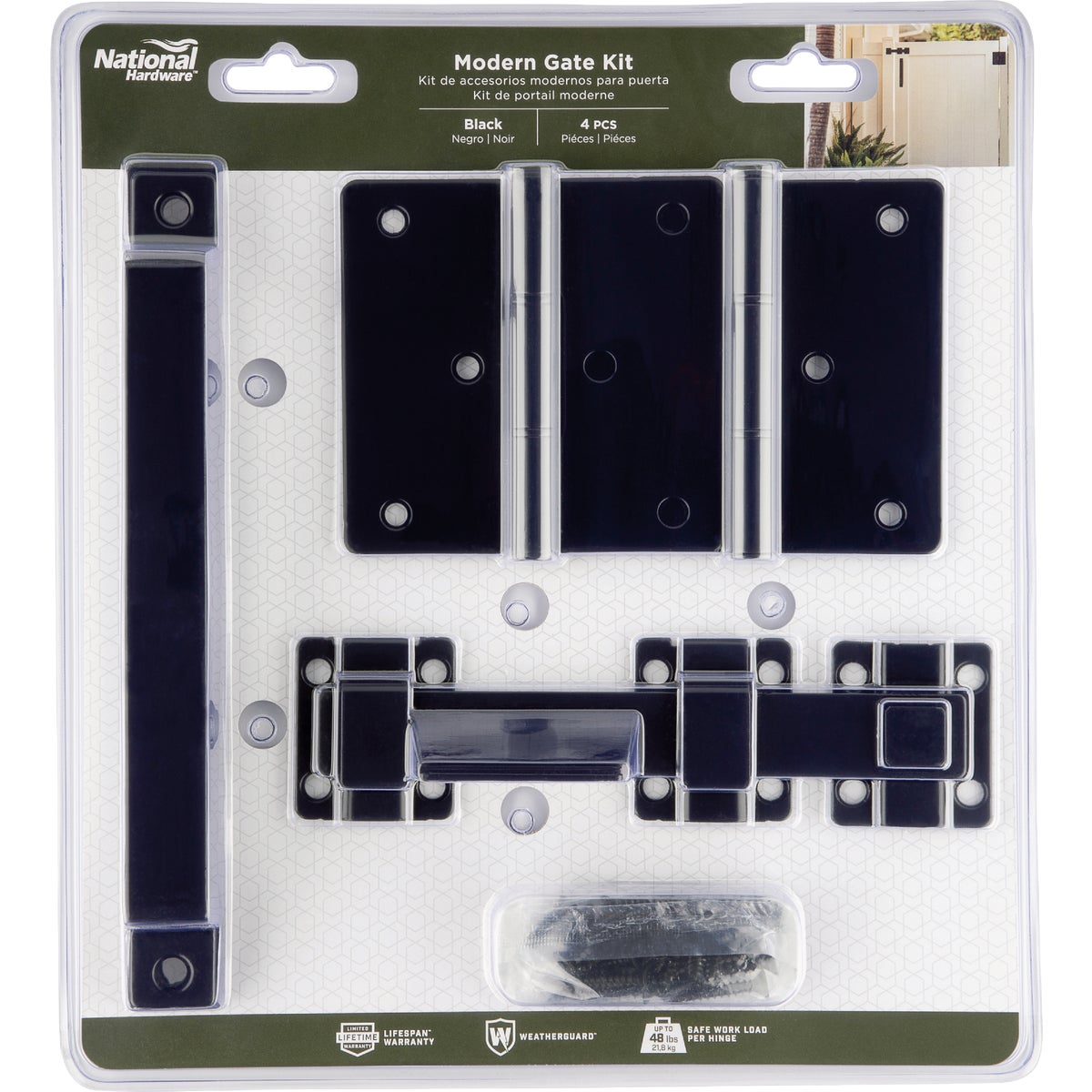 National Hardware 4-Piece Black Modern Gate Kit Image 2