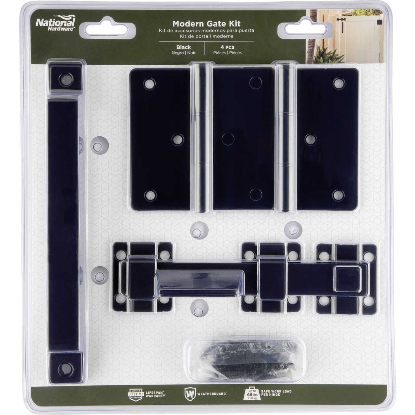 National Hardware 4-Piece Black Modern Gate Kit Image 2