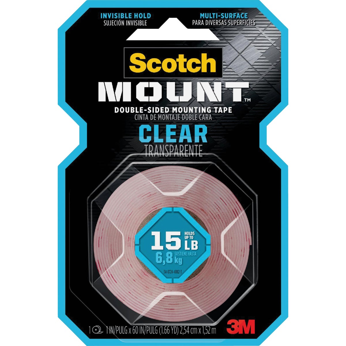 Scotch Mount 1 In. x 60 In. Clear Double-Sided Mounting Tape