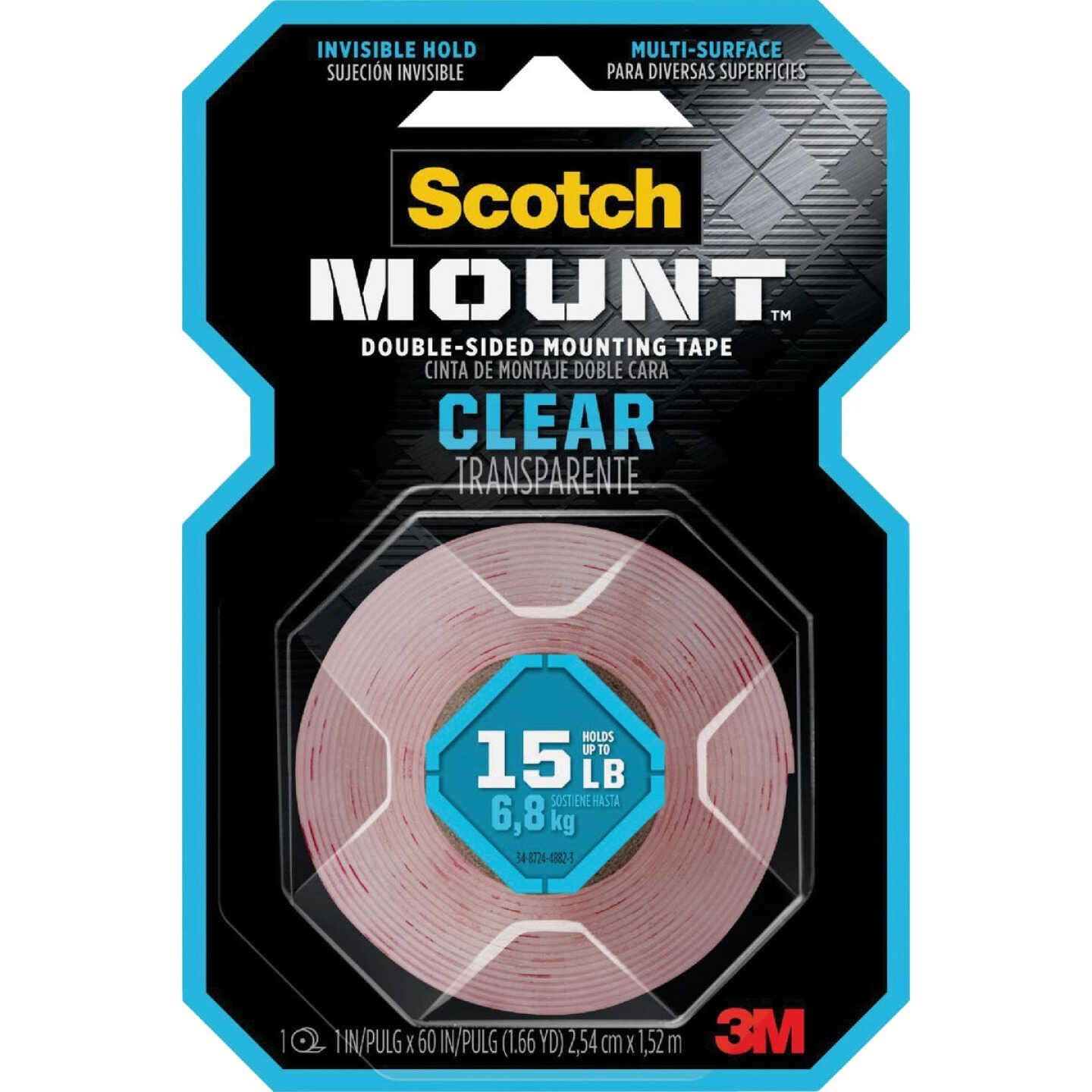 Scotch Mount 1 In. x 60 In. Clear Double-Sided Mounting Tape Image 1