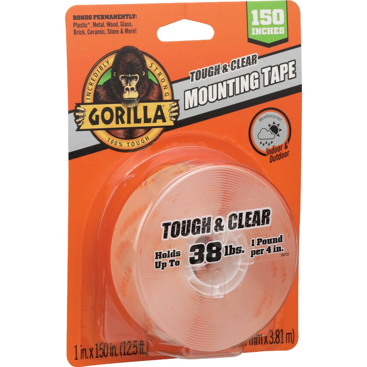 Gorilla 1 In. x 150 In. Tough & Clear Double-Sided Mounting Tape (38 Lb. Capacity) Image 5