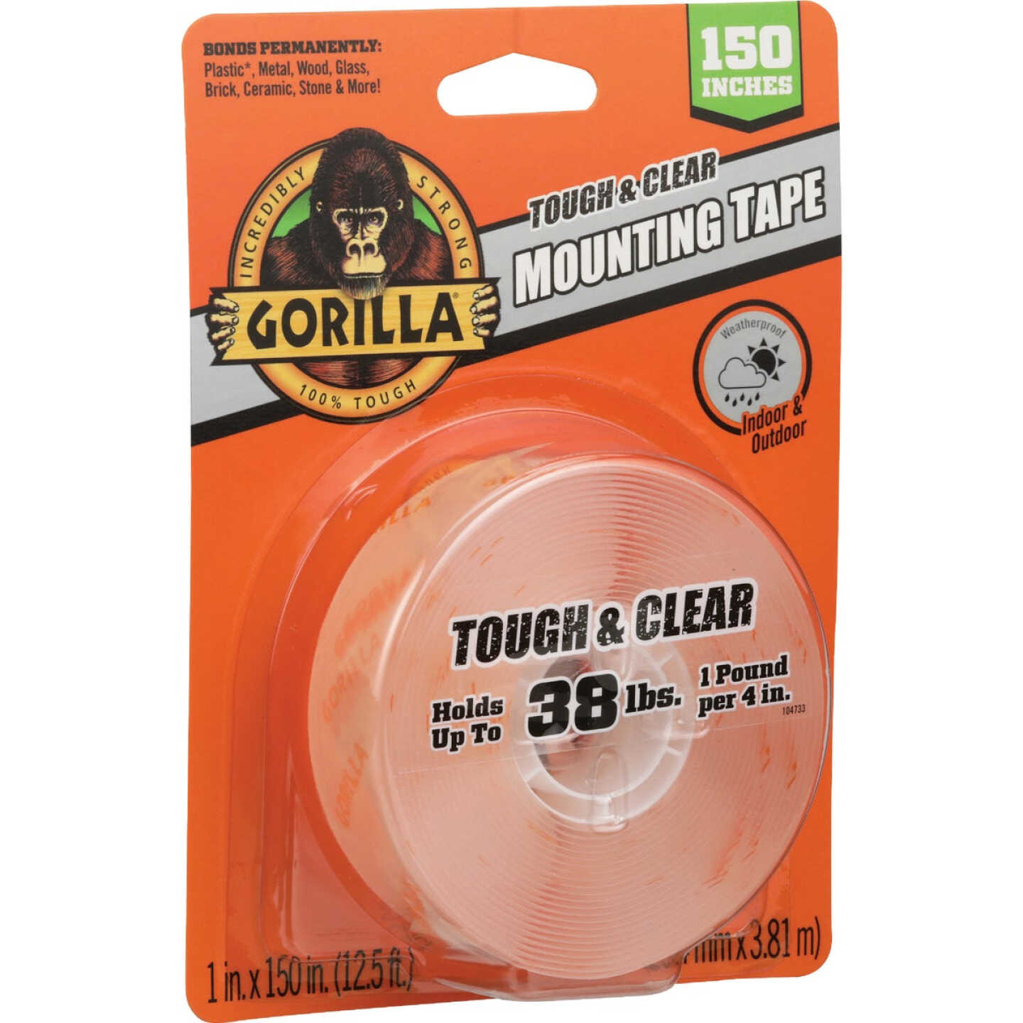 Gorilla 1 In. x 150 In. Tough & Clear Double-Sided Mounting Tape (38 Lb. Capacity) Image 5