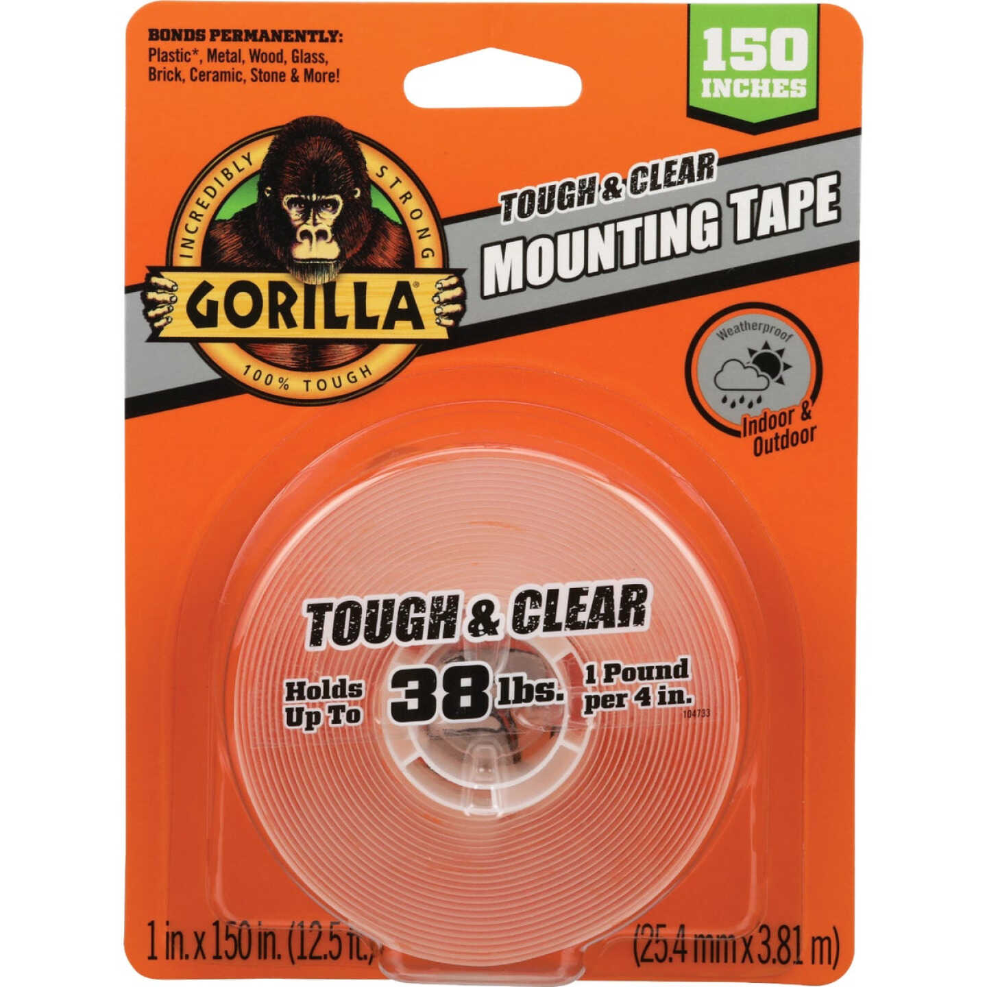 Gorilla 1 In. x 150 In. Tough & Clear Double-Sided Mounting Tape (38 Lb. Capacity) Image 1