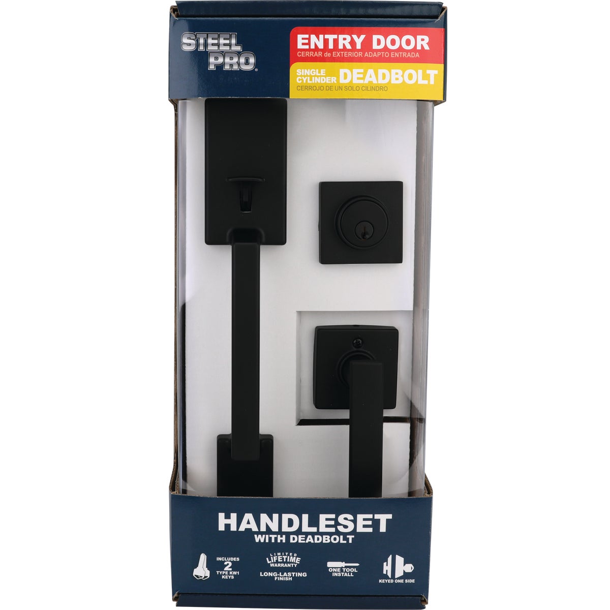 Steel Pro Matte Black Modern Handleset with Square Lever Image 2