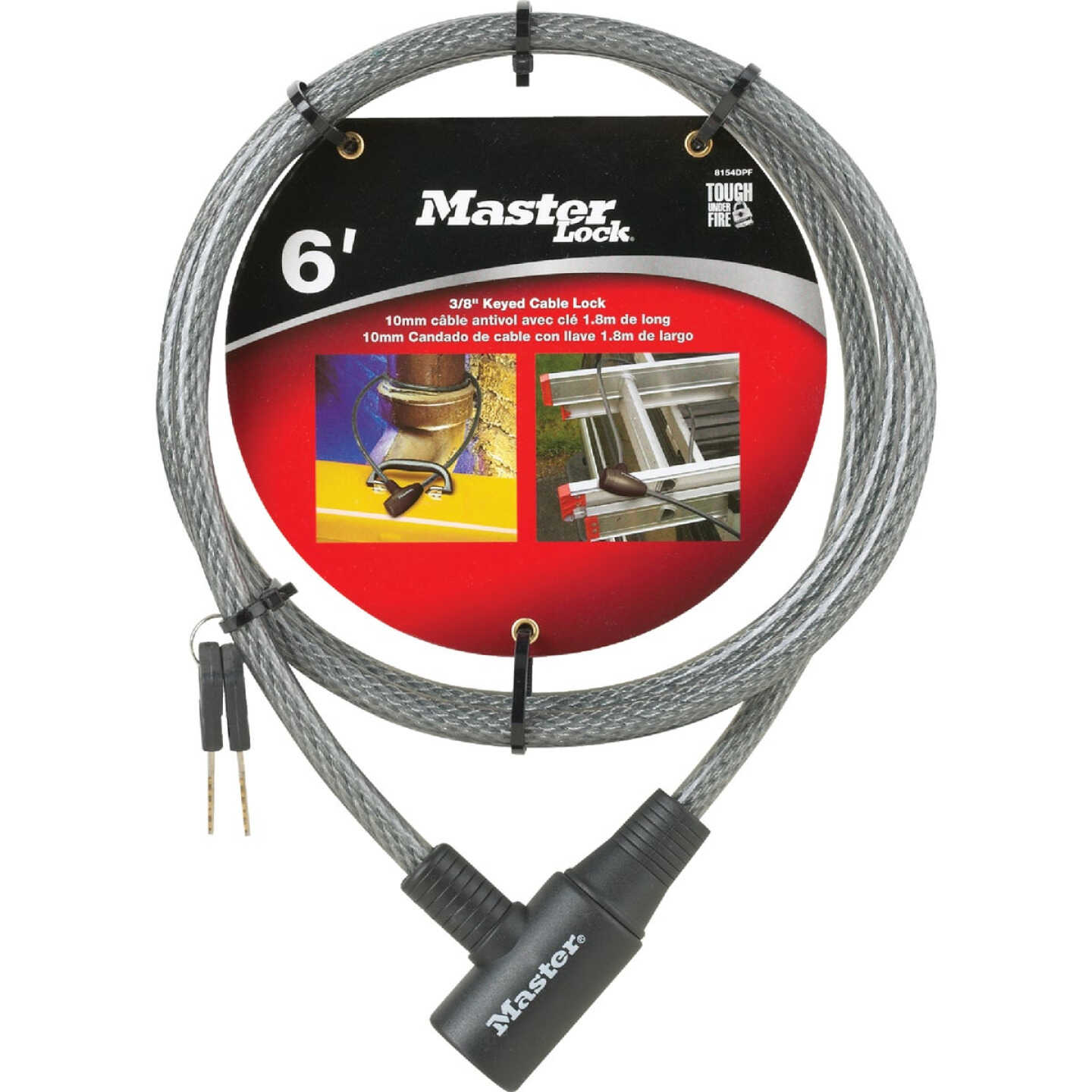Master Lock 6 Ft. x 3/8 In. Integrated Keyed Cable Lock Image 1