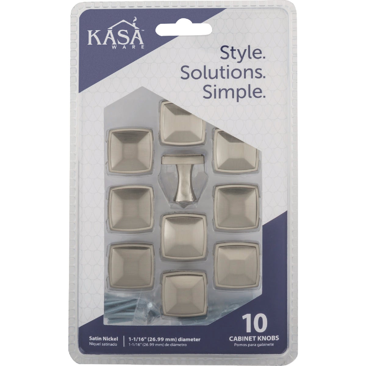 KasaWare 1-1/16 In. Diameter Satin Nickel Plain Square Knob (10-Pack) Image 3
