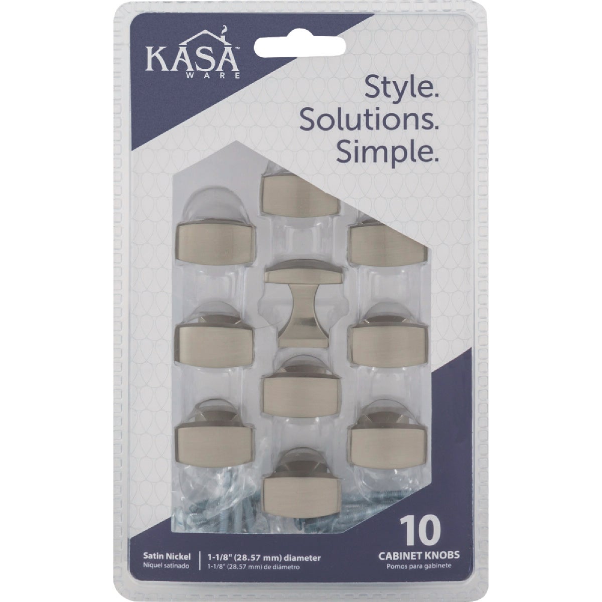 KasaWare 1-1/8 In. Overall Length Satin Nickel Transitional Knob (10-Pack) Image 3