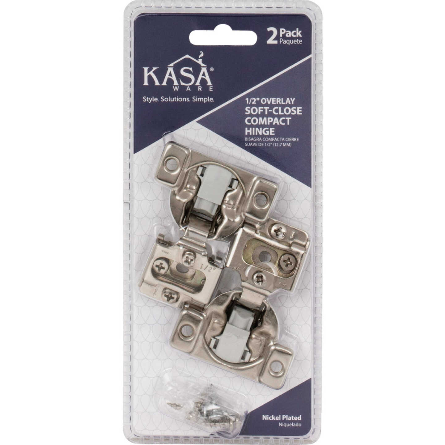 KasaWare 1/2 In. Overlay Soft-Close Compact Hinge (2-Pack) Image 1