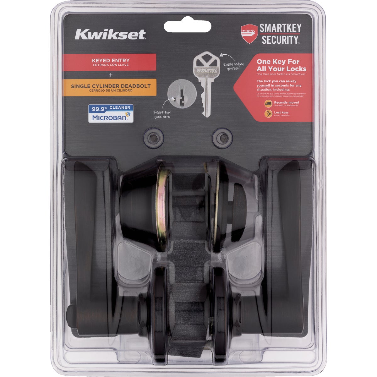 Kwikset Balboa Venetain Bronze Deadbolt and Lever Combo with Smartkey Image 2