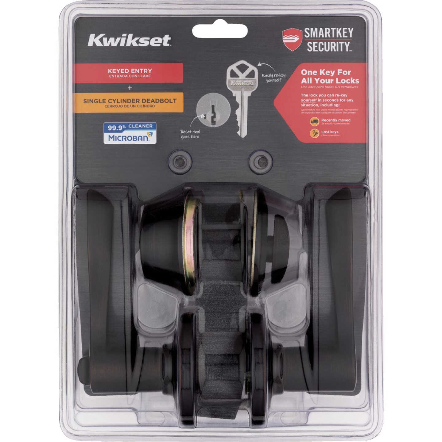 Kwikset Balboa Venetain Bronze Deadbolt and Lever Combo with Smartkey Image 2
