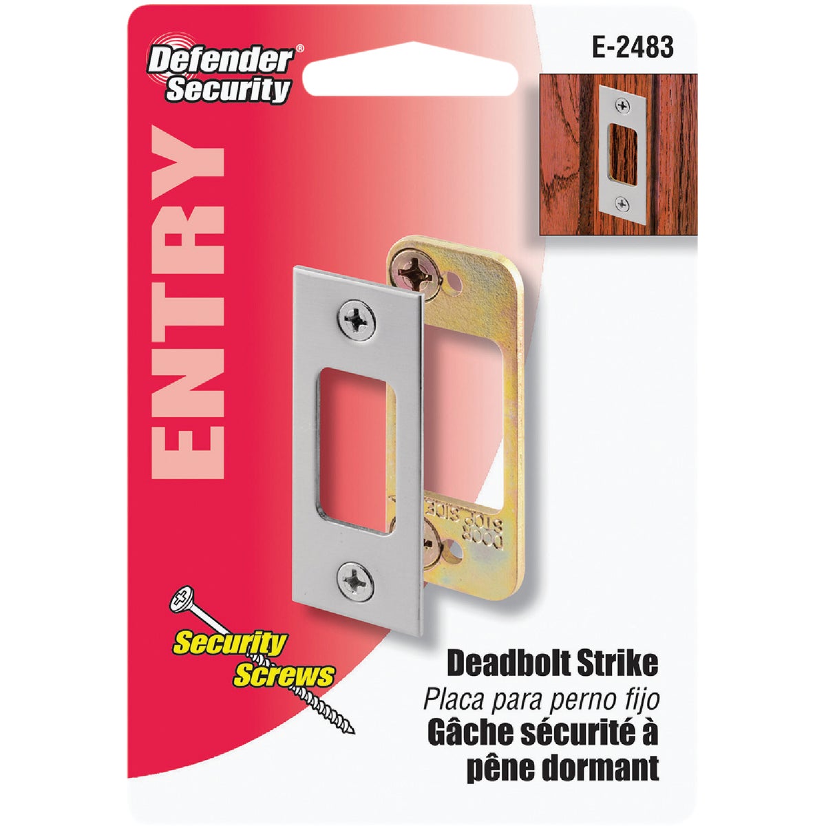 Defender Security Satin Nickel High Security Deadbolt Strike Image 2