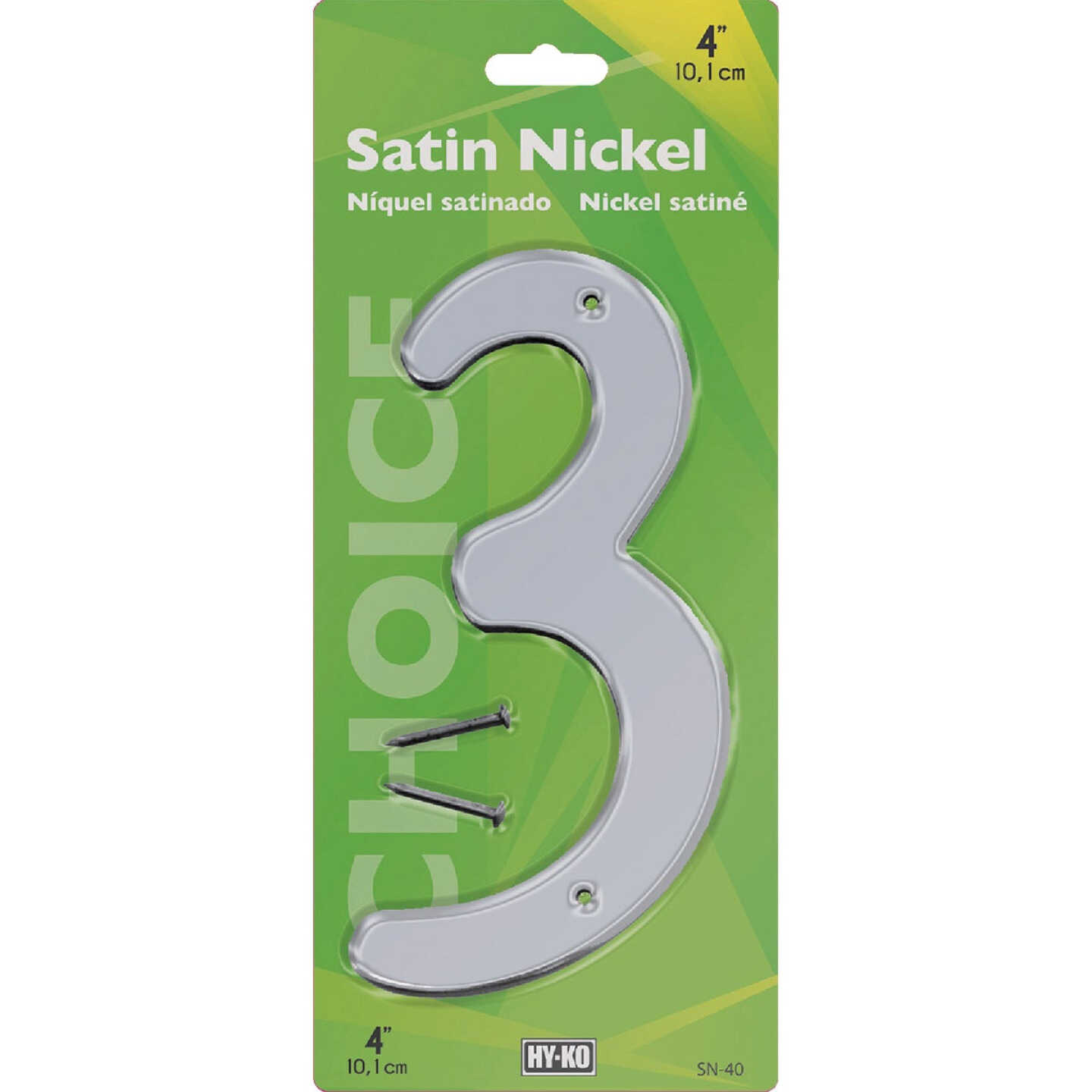 Hy-Ko 4 In. Satin Nickel Number 3 Image 2
